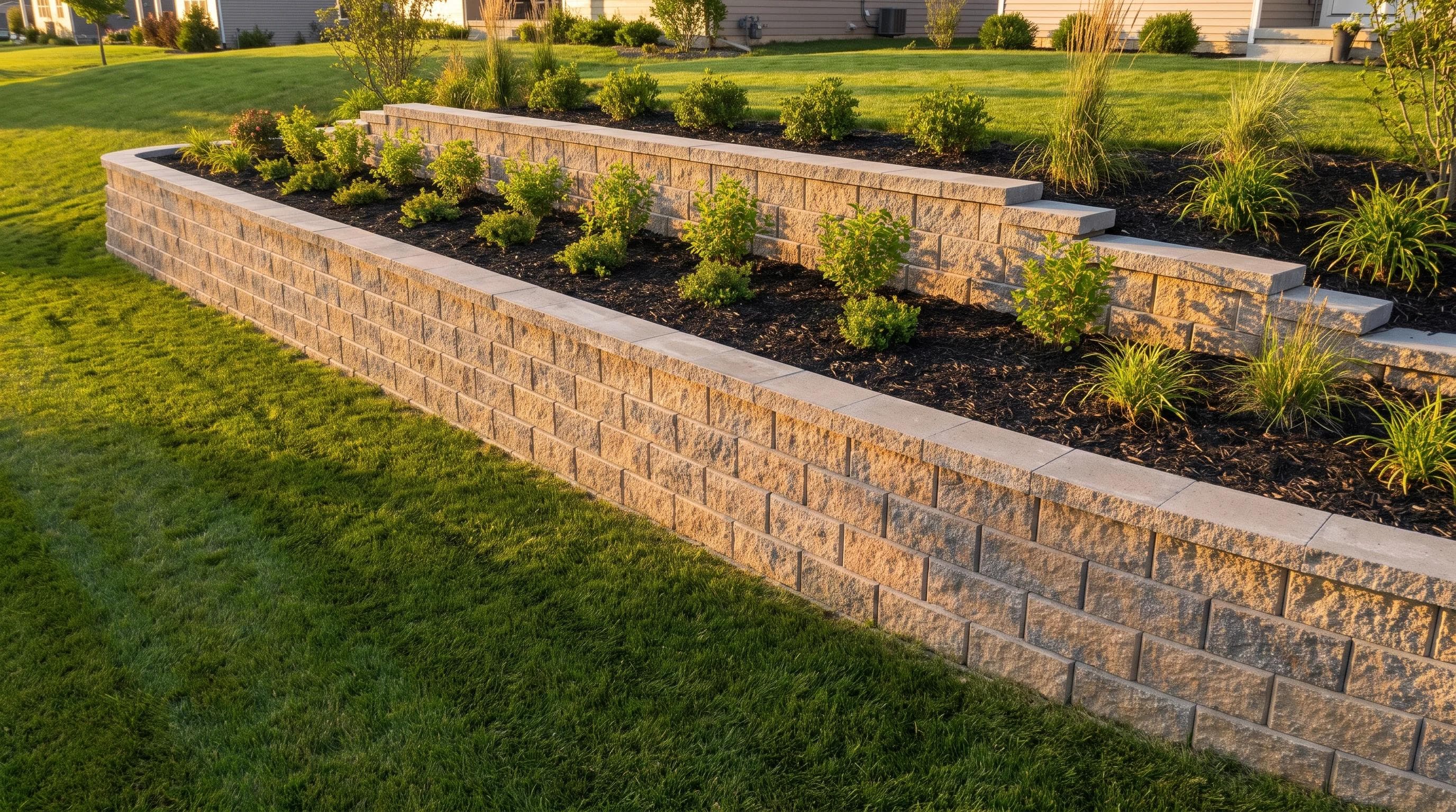 Tiered Retaining Wall & Landscape